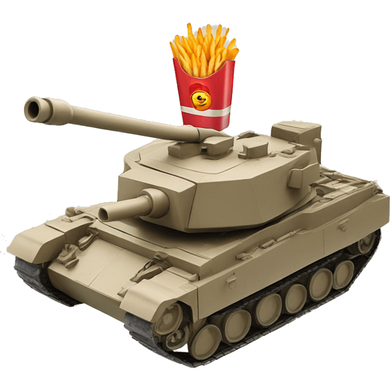 A tank shooting french fries emoji