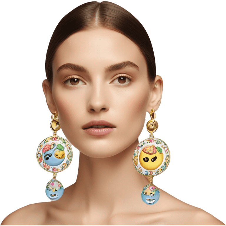 Dolce and Gabbana earrings with colourful pastel ornament print and golden detais  emoji