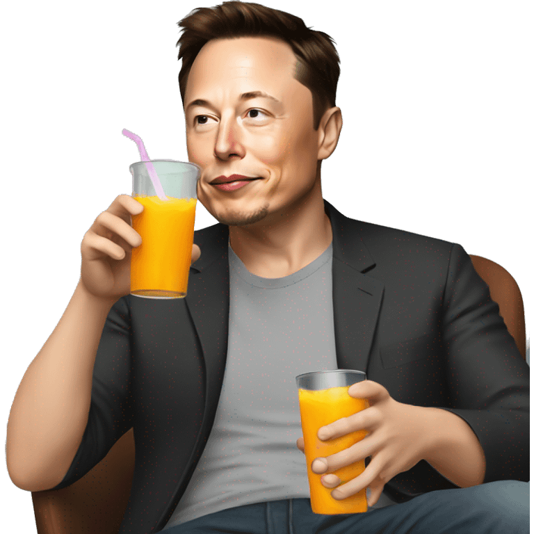 Elon musk drinking orange juice emoji