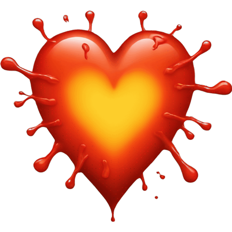 bleeding red heart shape glowing red-orange emoji