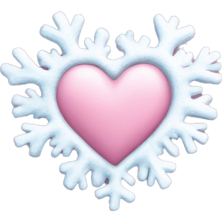 Frozen pink pale heart with snow emoji