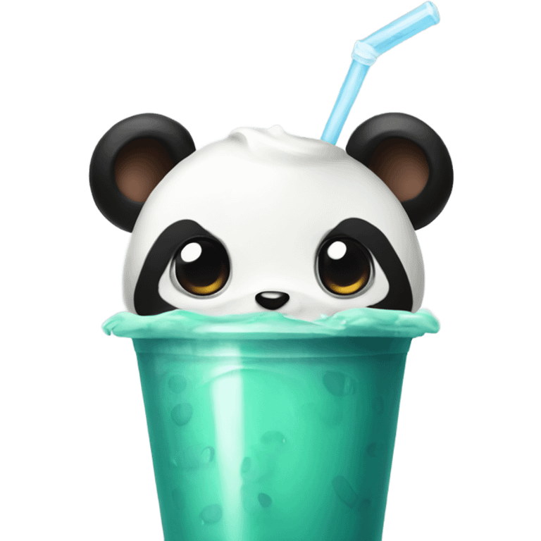 Panda drinking boba emoji