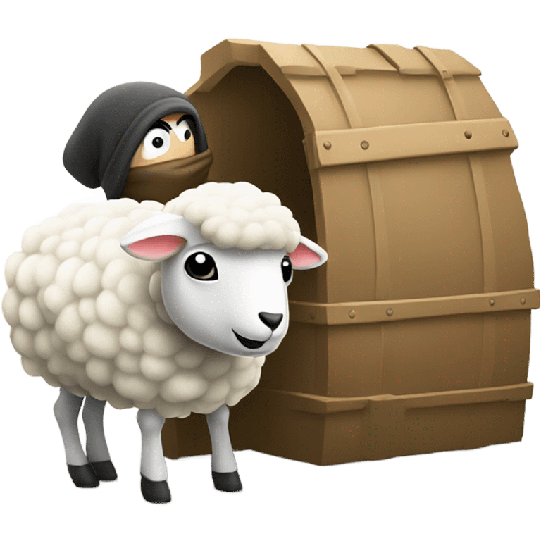 A thief stealing a white sheep by putting it in trunk of car emoji