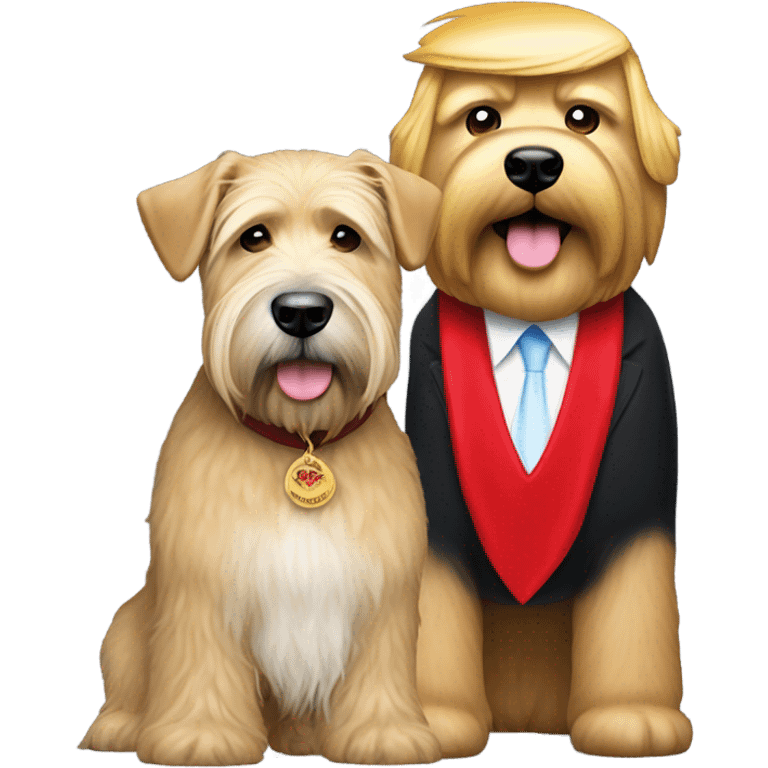 President Donald trump with wheaten terrier wearing a red bandana emoji