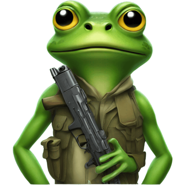 Frog with a gun emoji