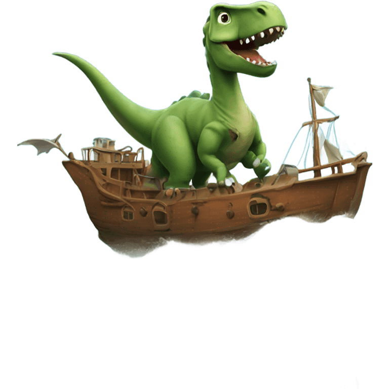 Dinosaur driving a ship emoji