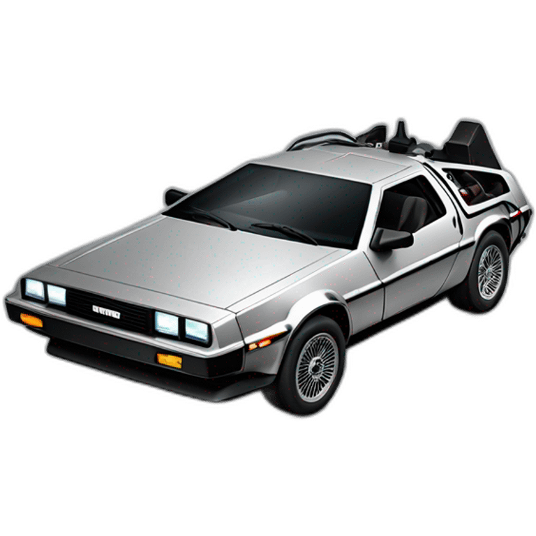 DeLorean riding through the time emoji