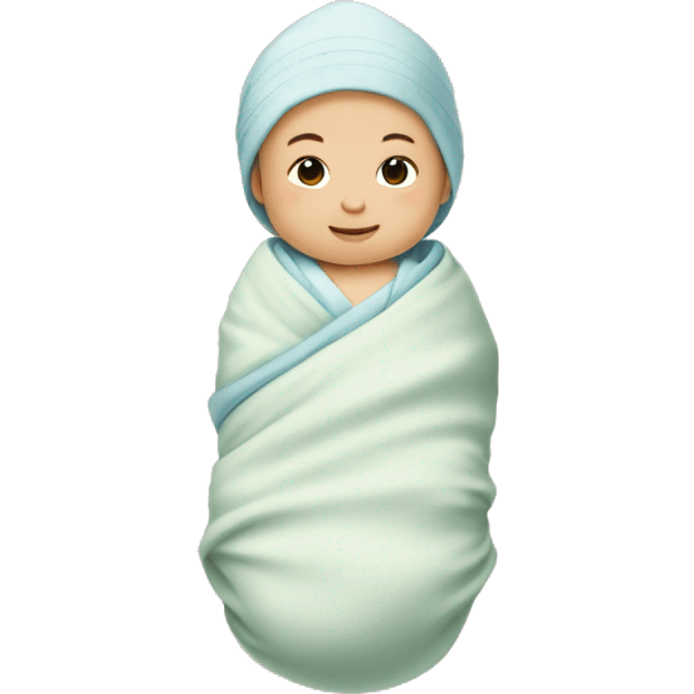 Swaddle Infant Asian Boy, Wooden Crib emoji