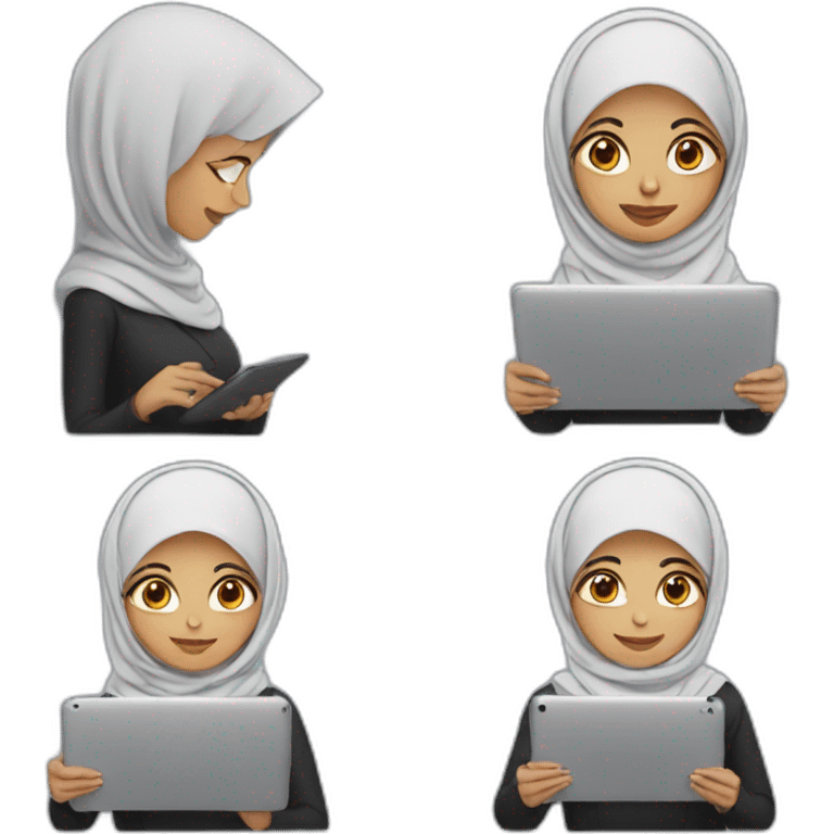 Arabic woman with a hijab with an IPad emoji