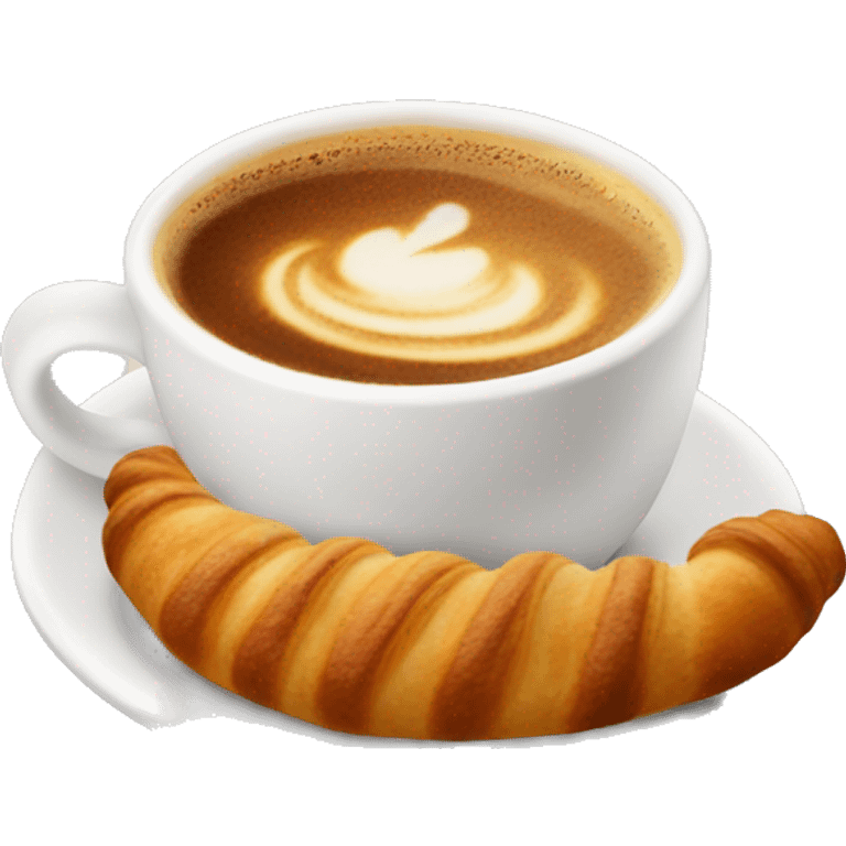 Cup of cappuccino with croissant emoji