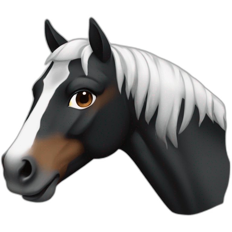 cavalo preto com faixa branca na face emoji