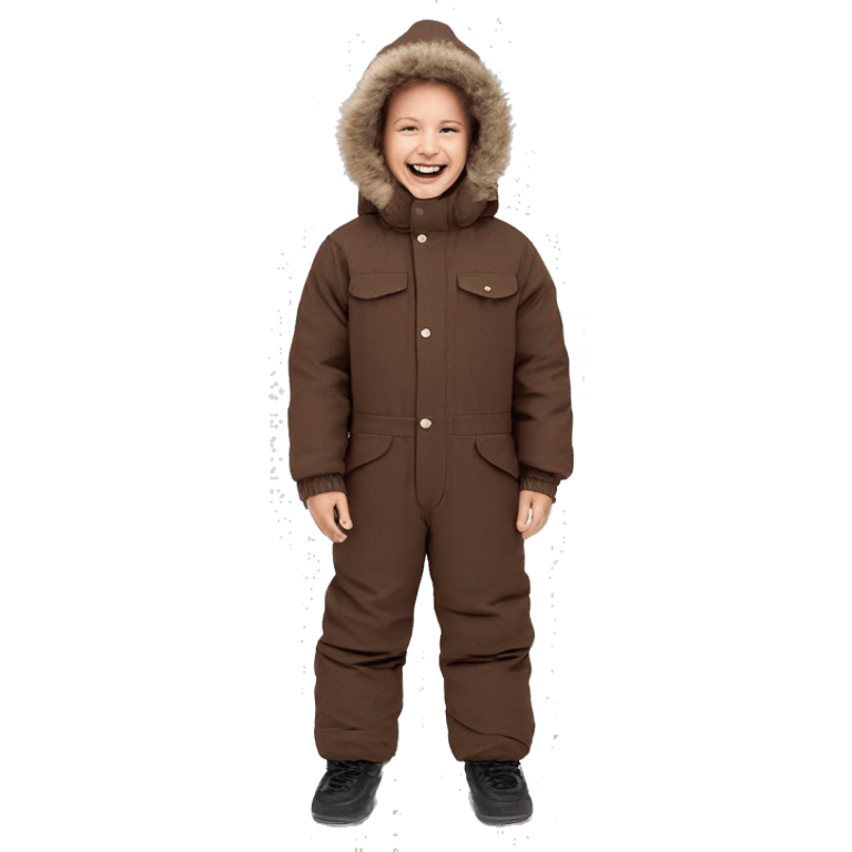 Kids winter overall brown  emoji