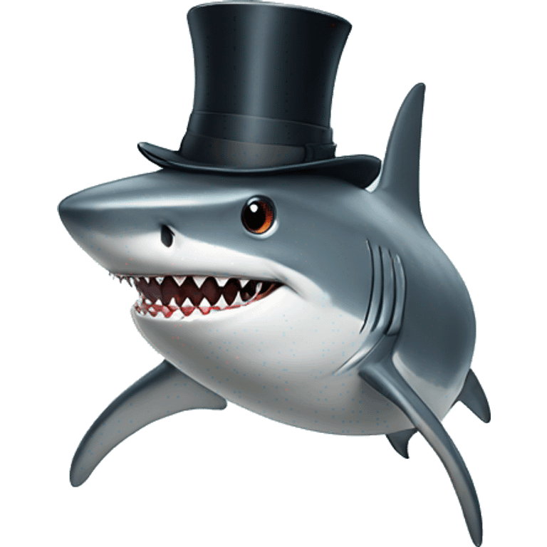 Shark with a top hat emoji