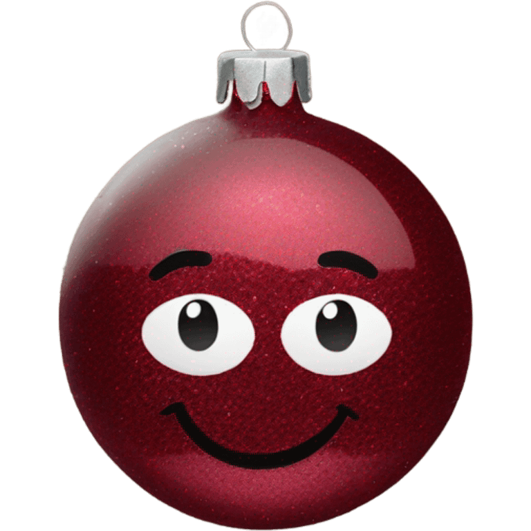 Burgundy red glitter chirstmas ornament  emoji