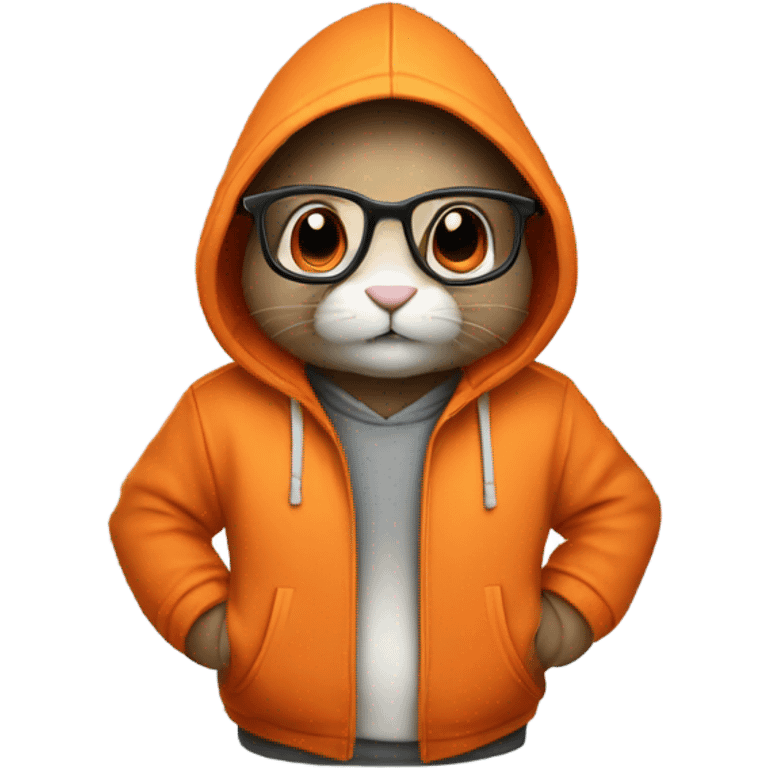  it specialist rabbit with glasses orang hoodie emoji