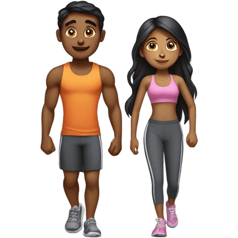 two Indians one girl and one boy going to the gym together emoji