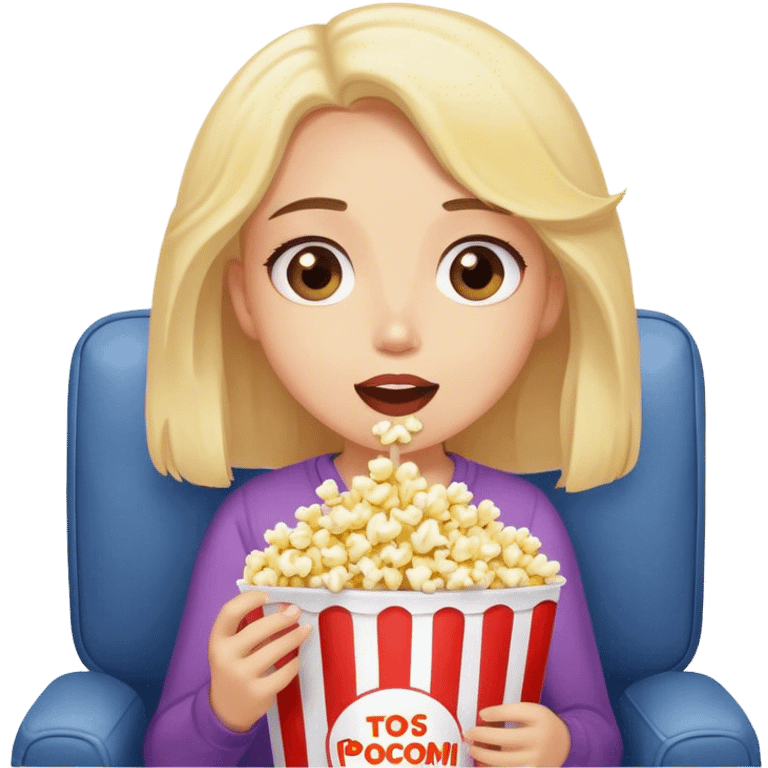 Girl Eating popcorn and watching tv emoji