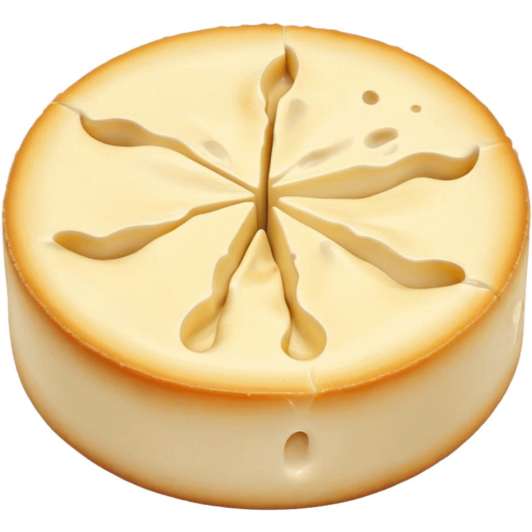 Cinematic Realistic Brie Cheese Emoji, featuring a creamy, soft-ripened cheese with a delicate rind rendered with lifelike detail and inviting, natural lighting. emoji