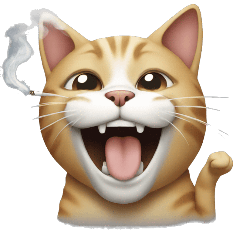 cat smoking and laughing  emoji