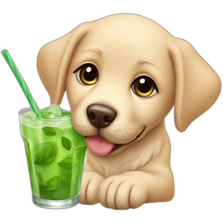 baby labrador drinking mojito emoji