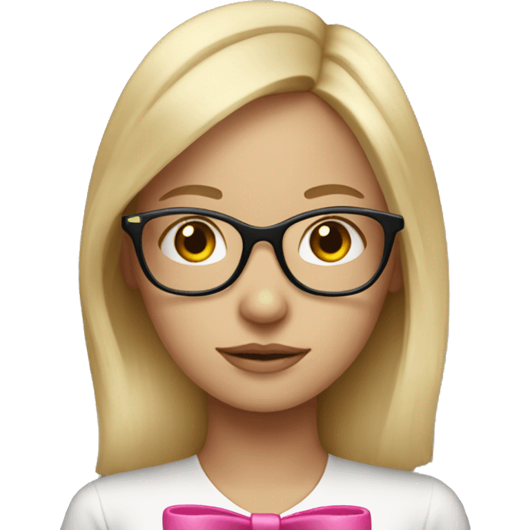 Blonde hair girl with glasses and pink bow emoji