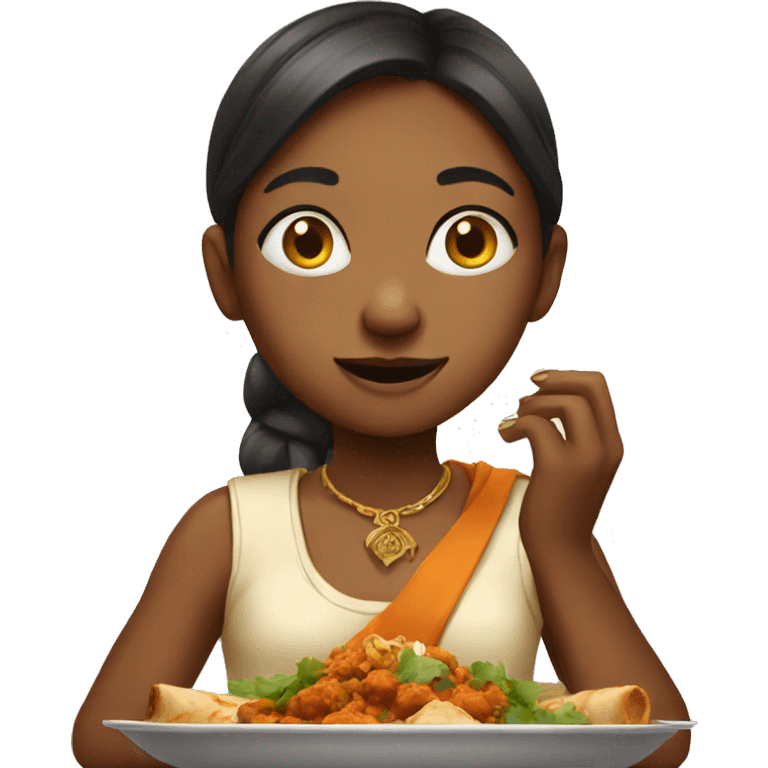 Light Girl eating Indian food emoji