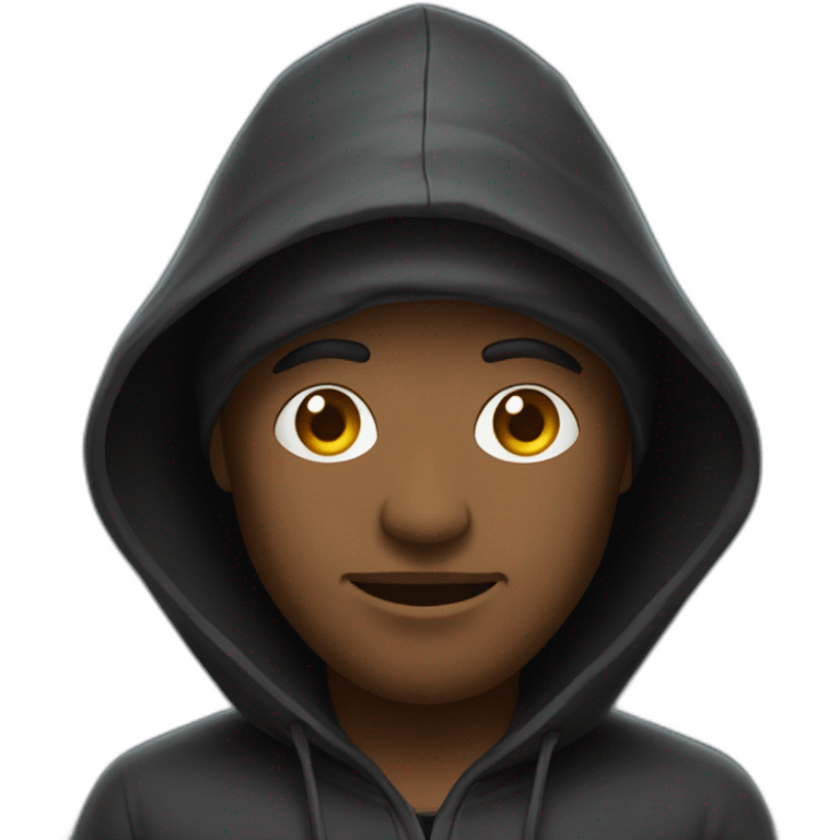 Black hat Hacker in hoodie emoji