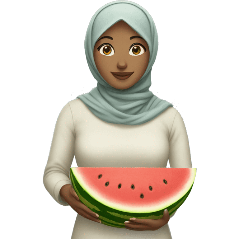  hijabi woman holding watermelon  emoji