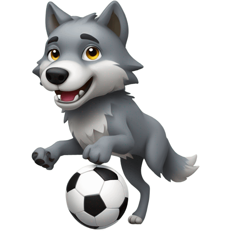 Wolf playing soccer emoji