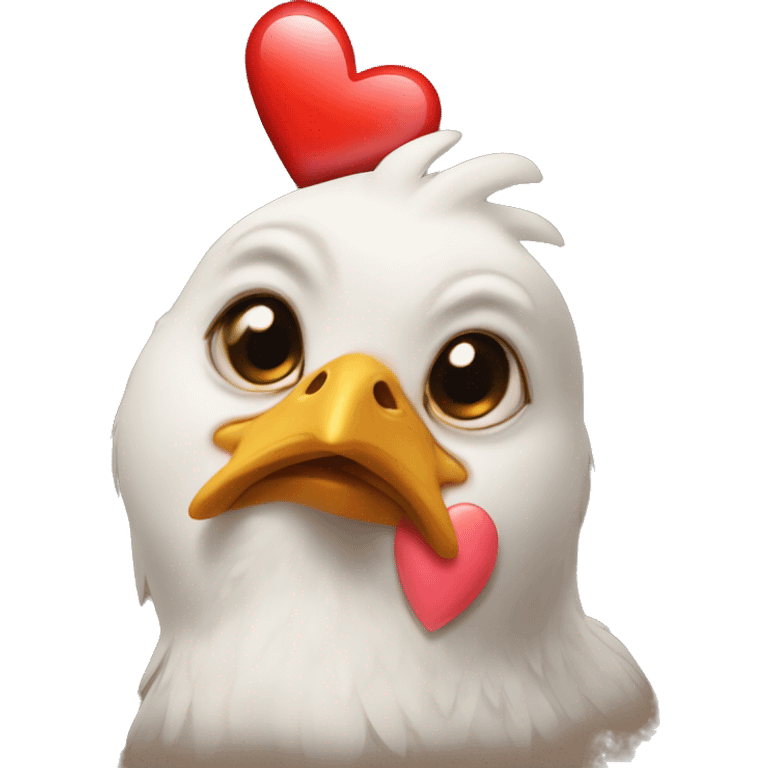 A chicken baby with heart eyes emoji