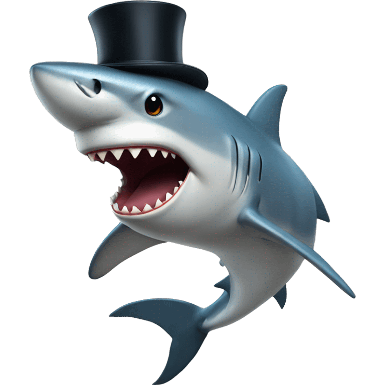 Shark with a top hat emoji