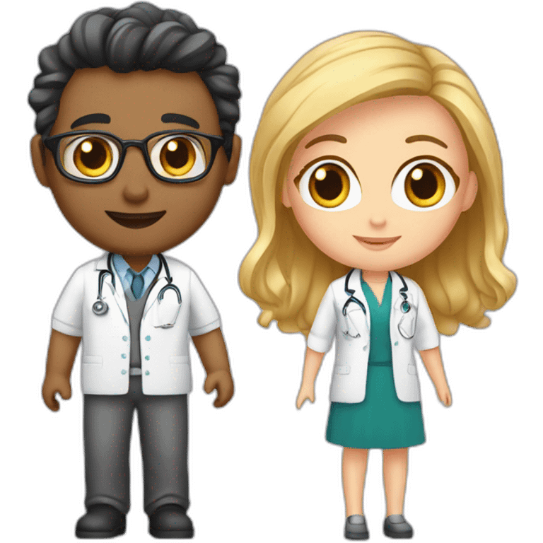 Young Neurologist and gynecologist in love emoji