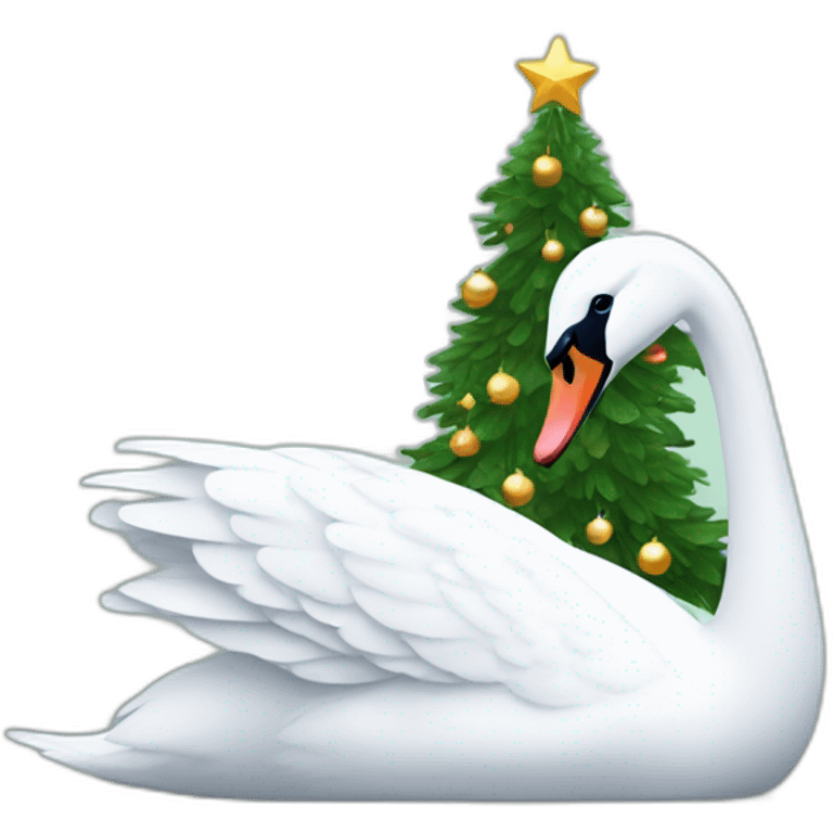 Swan under the Christmas tree  emoji