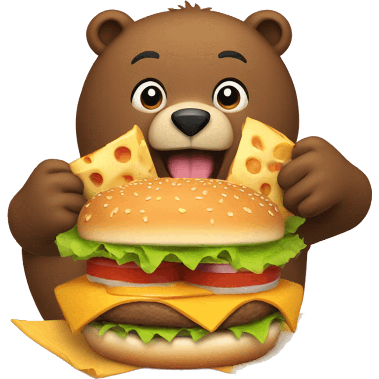 Bear eating a cheese burger  emoji