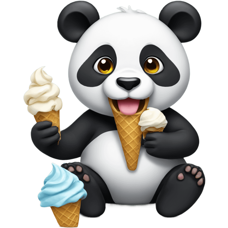 Panda eating ice cream emoji