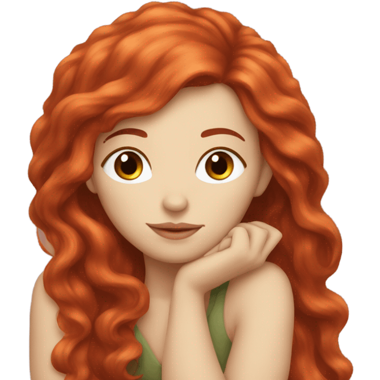 fair skin girl with long red hair sleep emoji