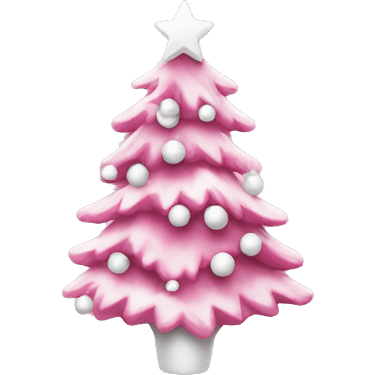 Pink Christmas tree with white ornaments emoji