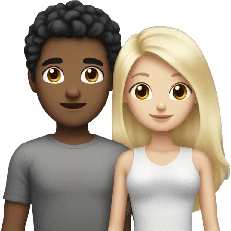 Cuddle lovers white skin boy with black hair and girl with blonde hair  emoji