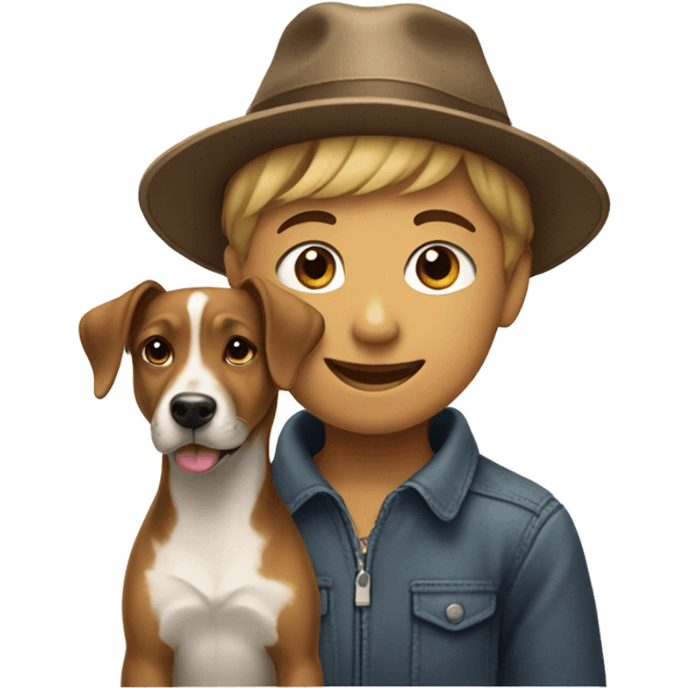 boy with dog and hat emoji