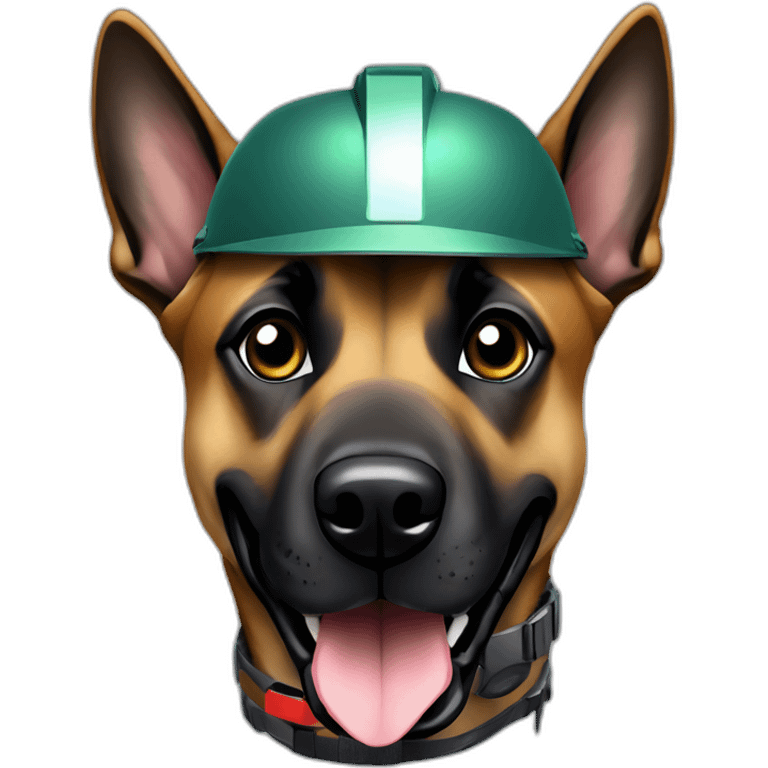 malinois dog with helmet and PlayStation controller emoji