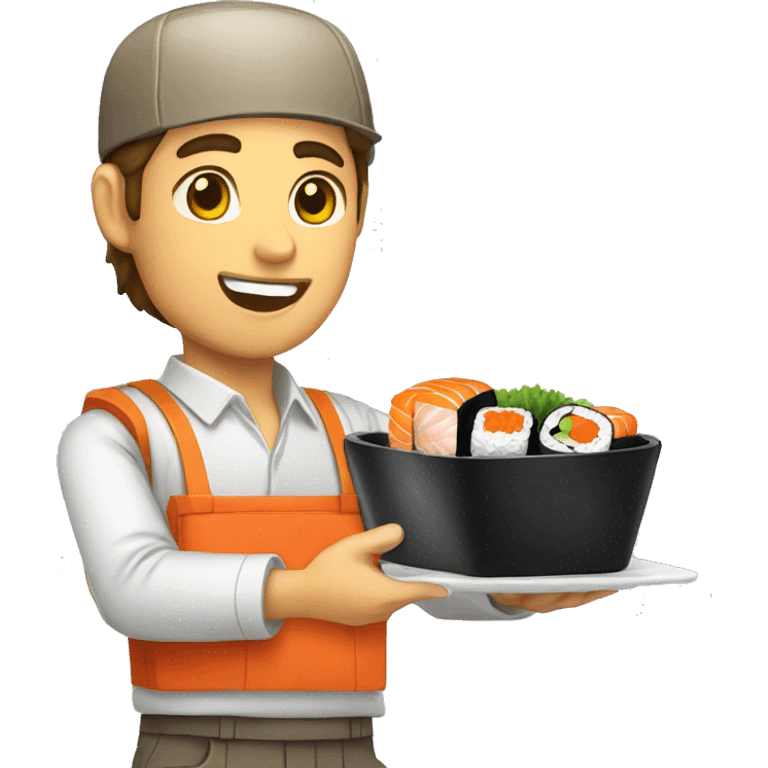  courier delivered sushi on the plate  emoji