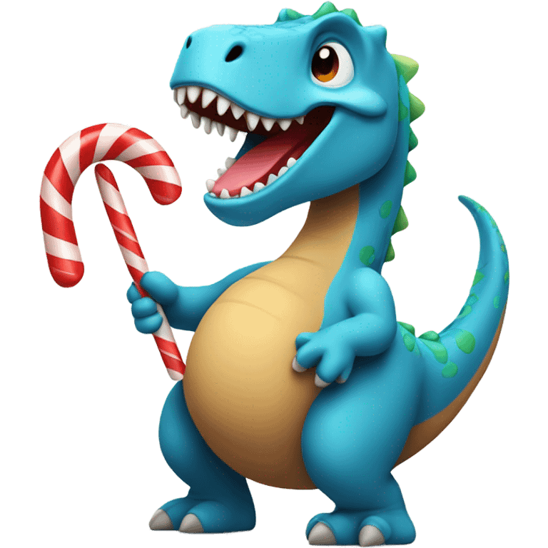 dinosaur holding candycane emoji