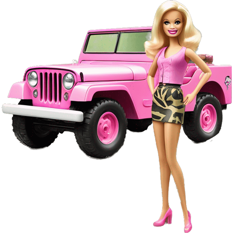 jungle tour Barbie 1963 Willy’s pearly pink cj jeep emoji