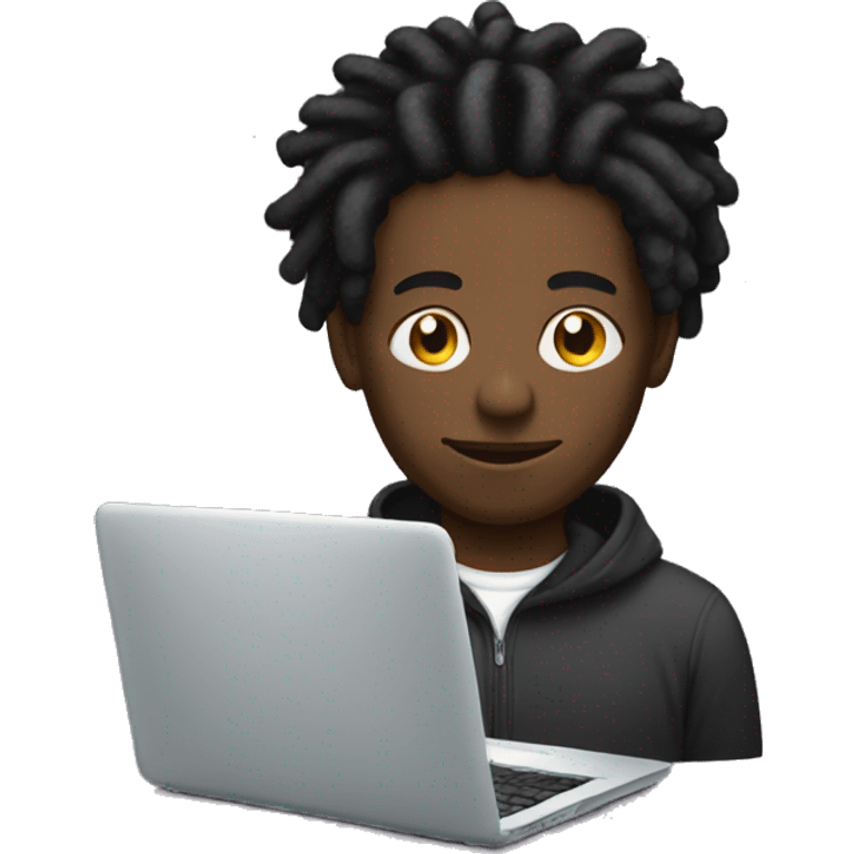 black man with dreads behind laptop emoji