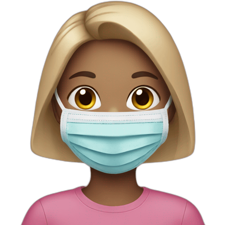 a girl with face mask and an iPhone emoji