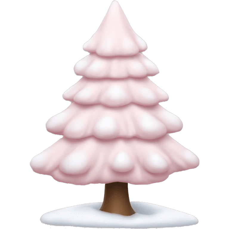 pale pink christmas tree with snow emoji