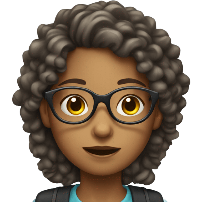 girl with long curly hair, wearing glasses, in a wheelchair emoji