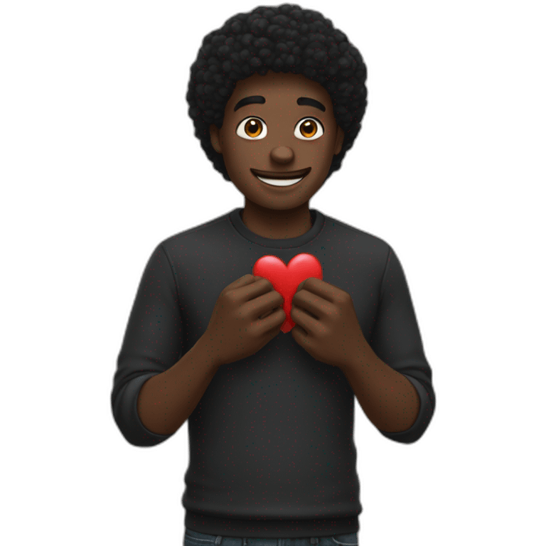 black hand heart guy emoji