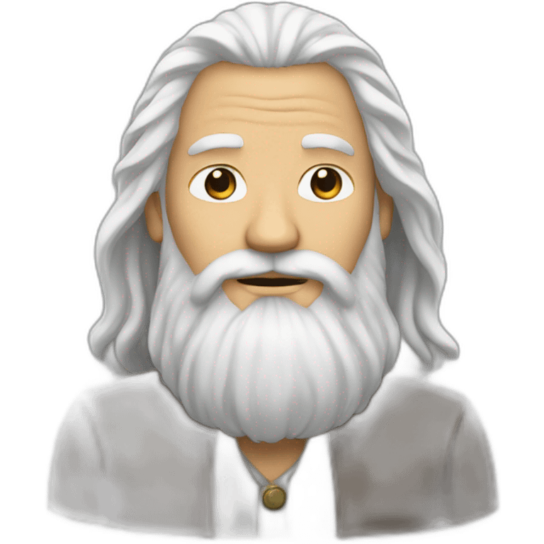 Man with long white hair, he has brown beard emoji