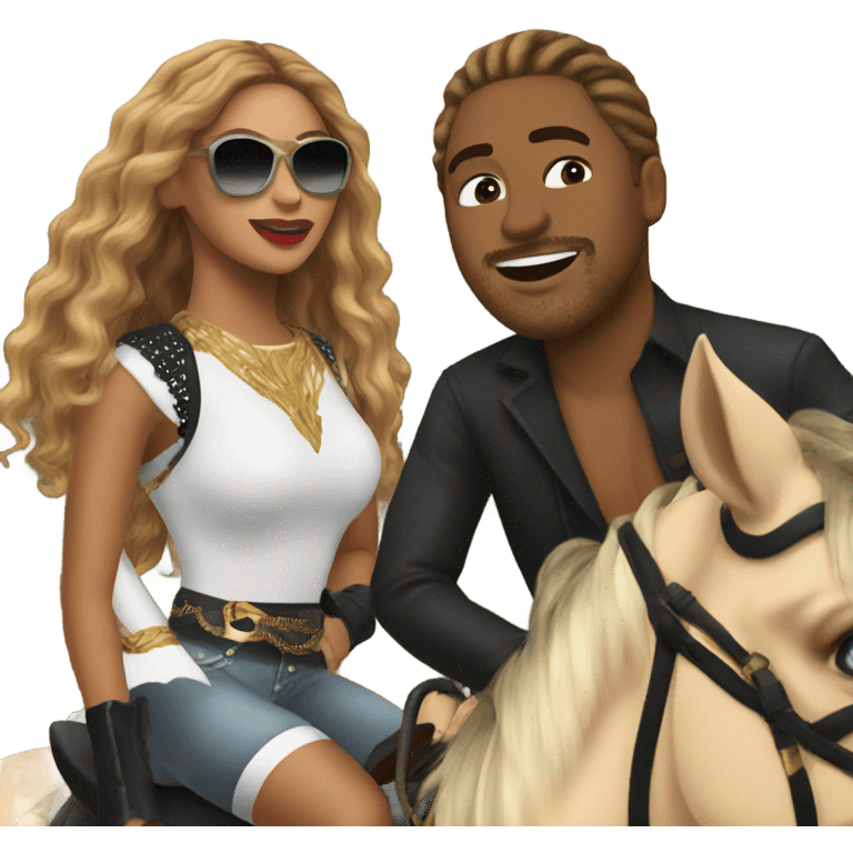 Beyoncé and I on horses emoji